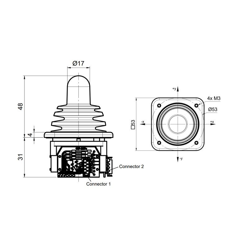 SK 197 - Série de joysticks modulaires à 1, 2 ou 3 axes