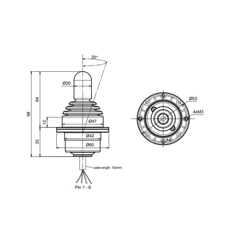 SK 60 - Série de joysticks polyvalents à 1 ou 2 axes